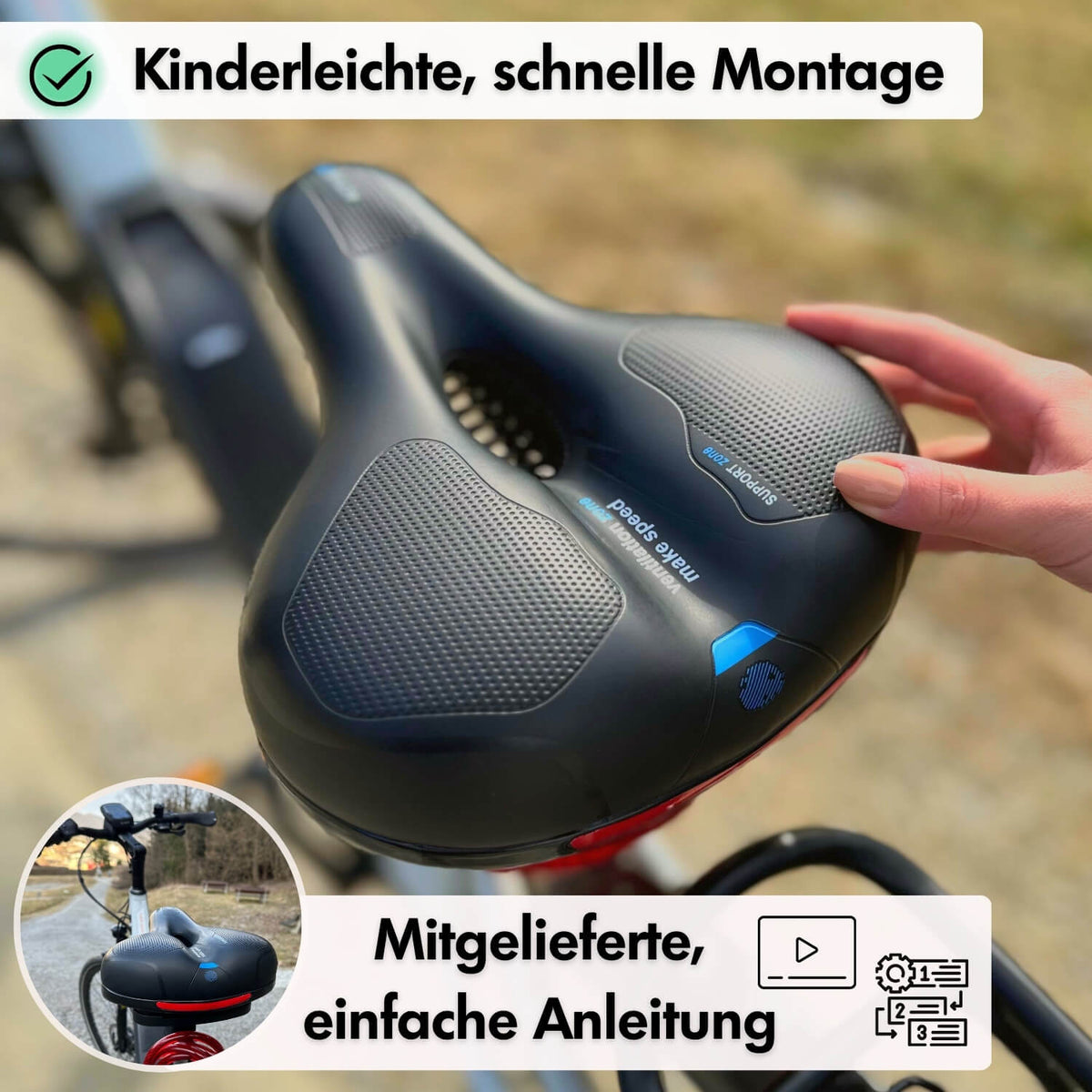 RideCushion™ | Ergonomischer Fahrradsattel mit Gel-Polsterung für mehr Komfort