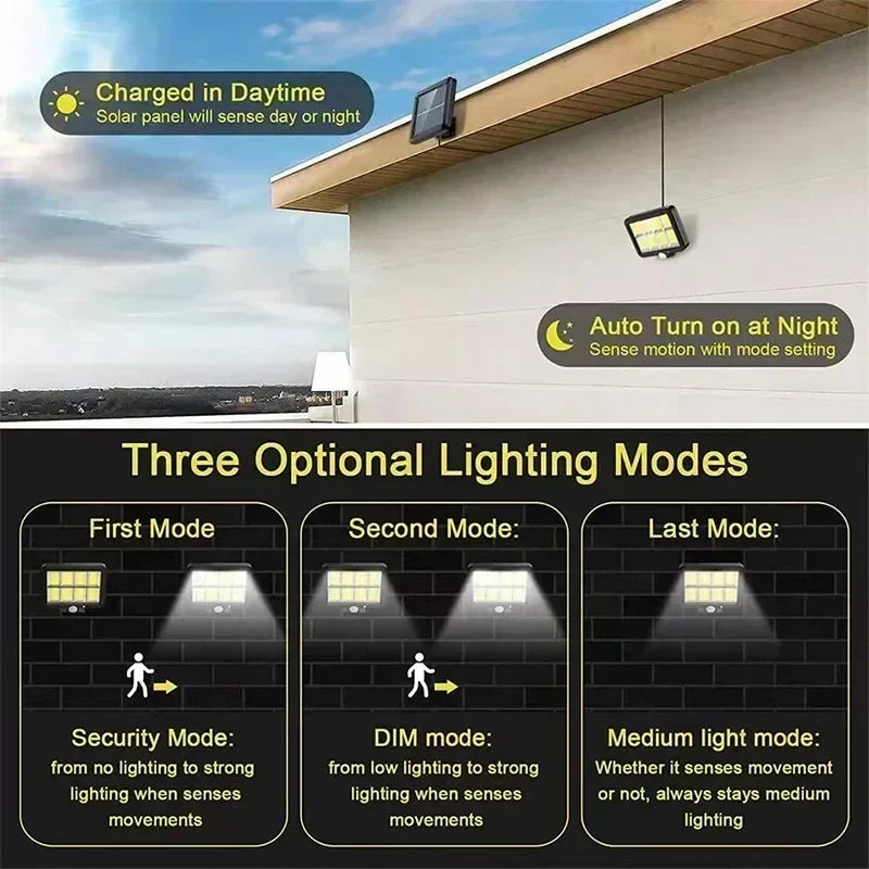 LuminaX™ | Solar-Außenleuchte mit Bewegungssensor und 3 Lichtmodi