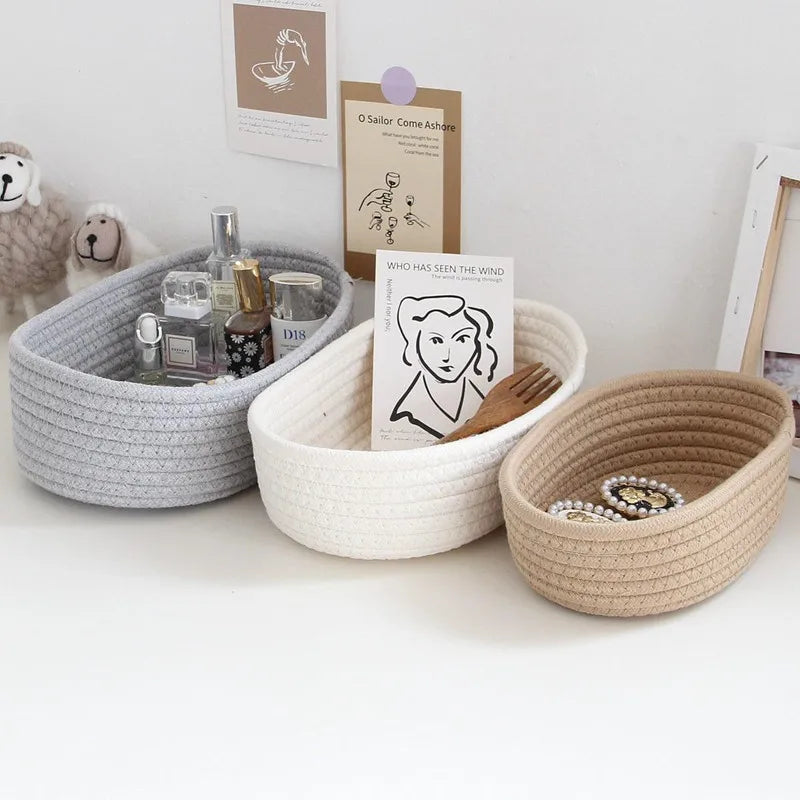 CottonNest™ | Aufbewahrungskorb aus Baumwollseil für Schreibtisch und Zuhause