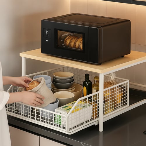 StackWood™ | Zweistöckiger Küchen-Organizer mit ausziehbarer Schublade